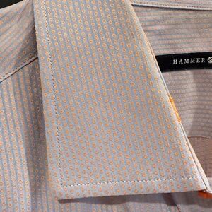 Hammer Men's Dress Shirt - Light Blue with Orange Pattern